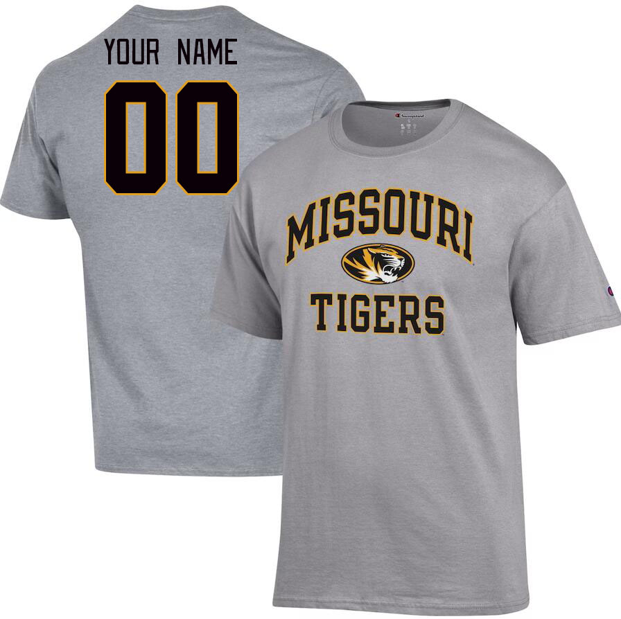 Custom Missouri Tigers Name And Number College Tshirt-Gray